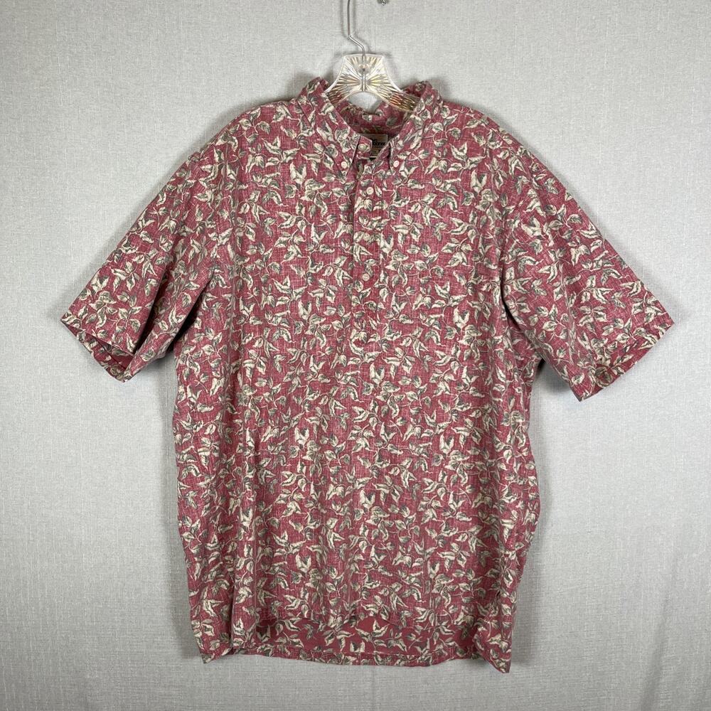 Reyn Spooner Reverse Print Hawaiian Popover Shirt Mens XXL Floral Made in Hawaii